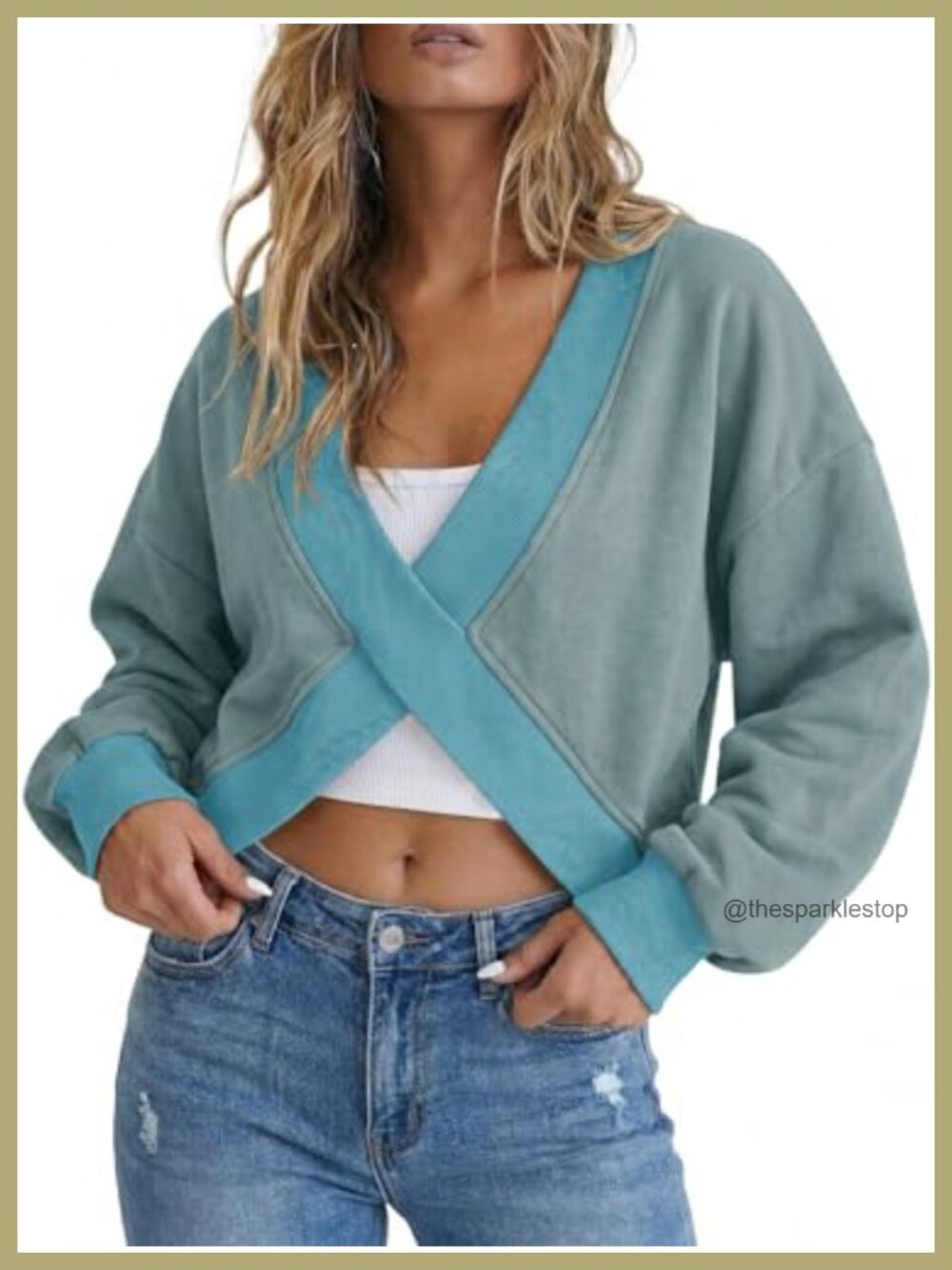 Reversible Wrap Sweatshirt Off Shoulder Long Sleeve Athletic Workout Top Y2K
